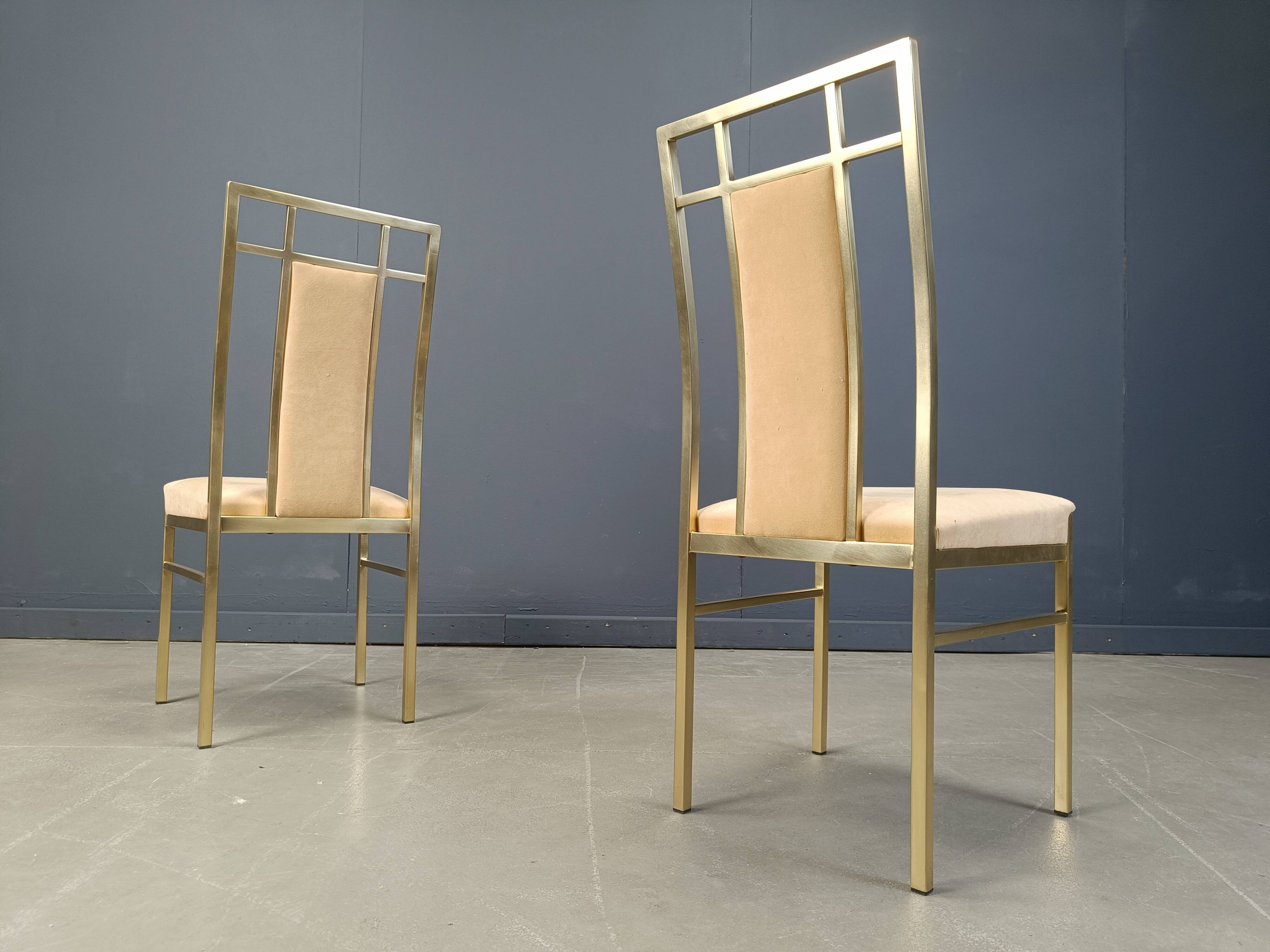 Vintage brass dining chairs by Belgochrom, 1970s