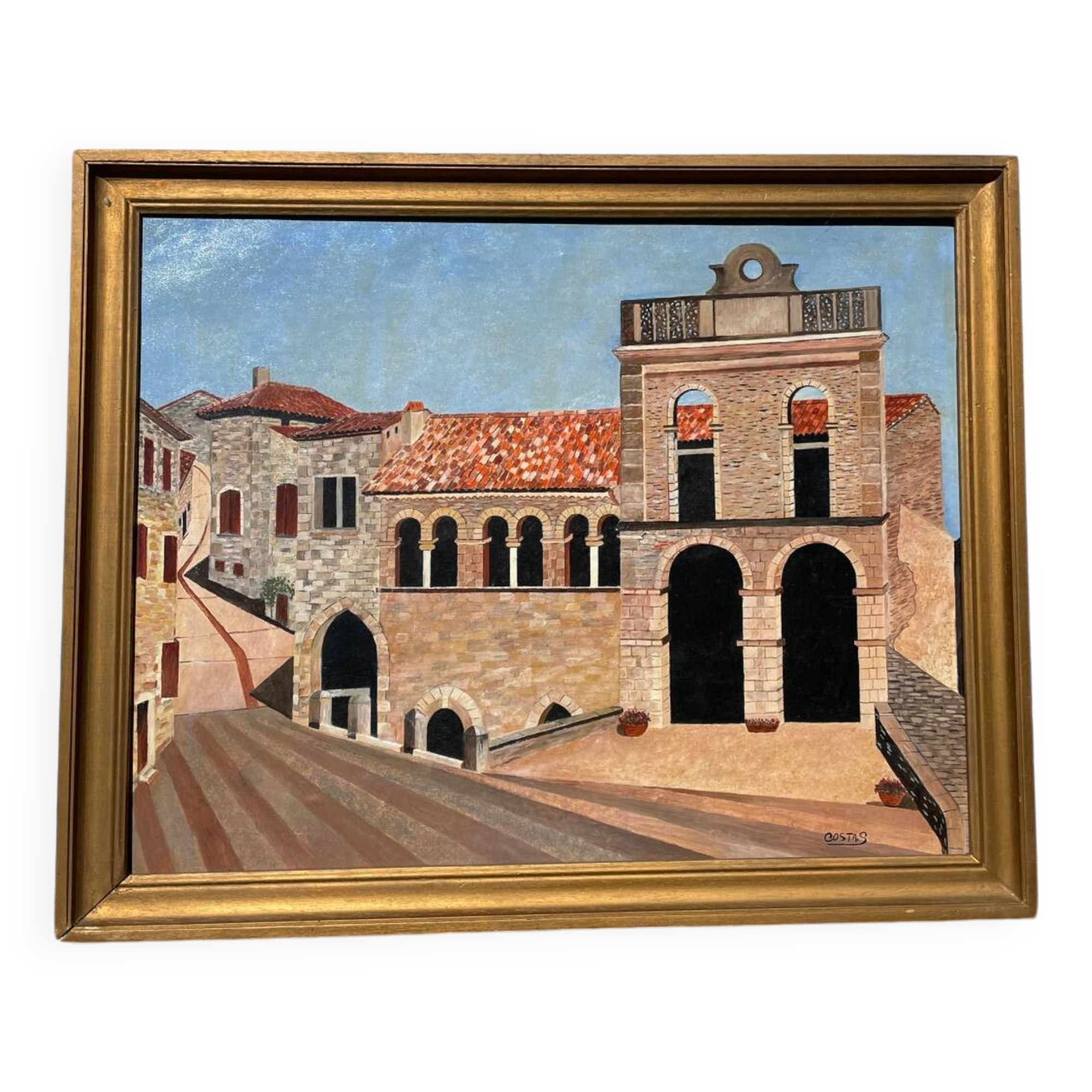 Tableau paysage italien peinture huile