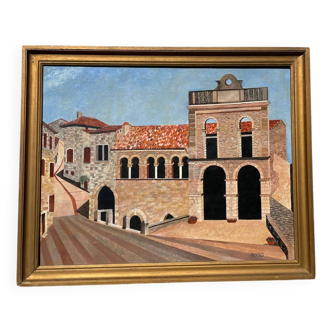 Tableau paysage italien peinture huile
