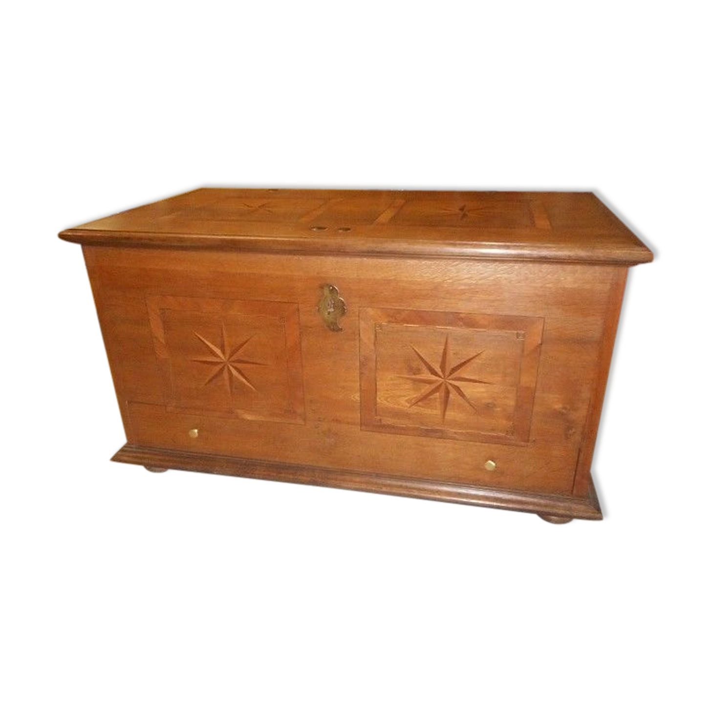 Coffre marqueterie etoile du xix ème siecle