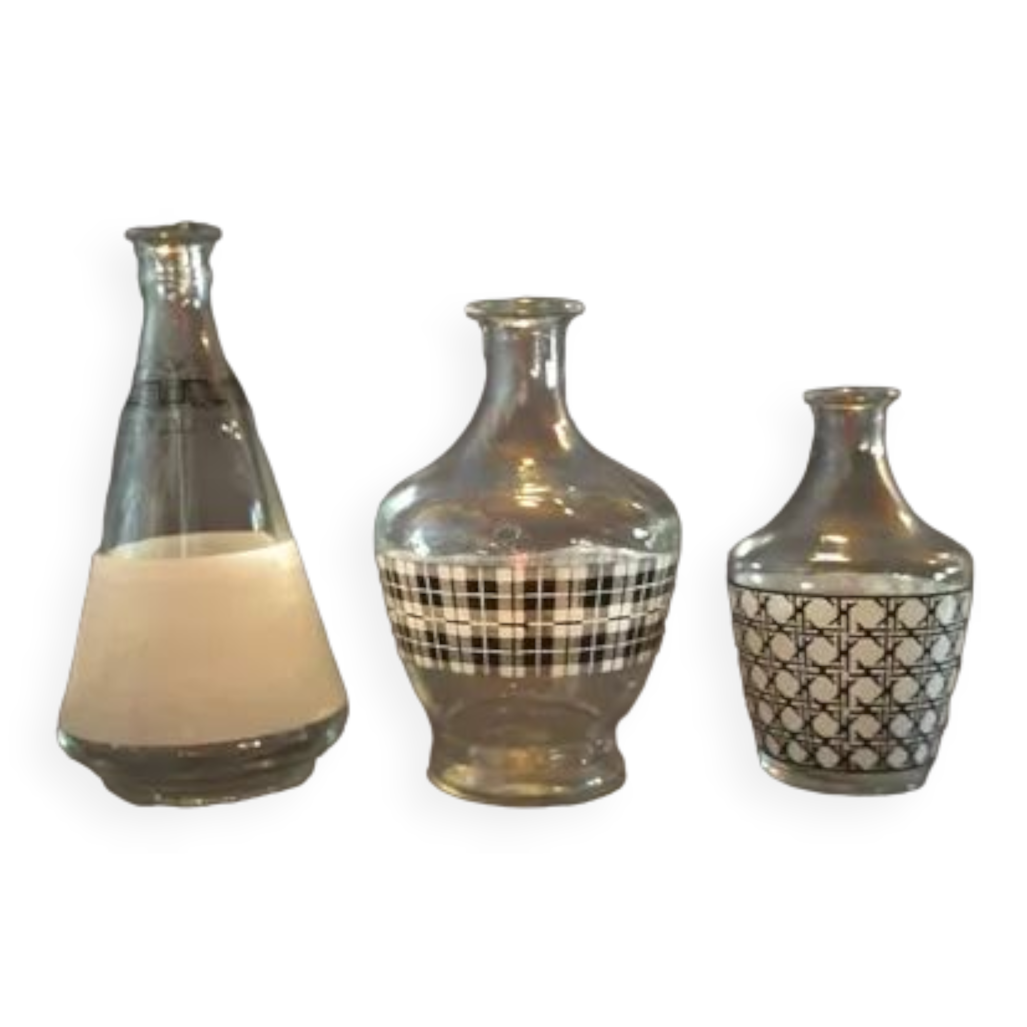 Set of three vintage decanters