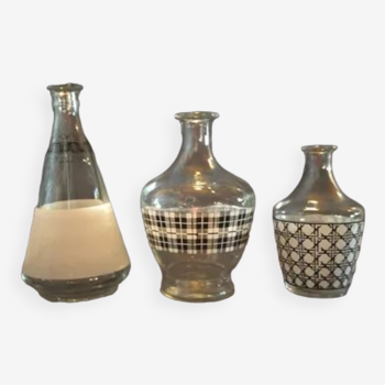 Set of three vintage decanters