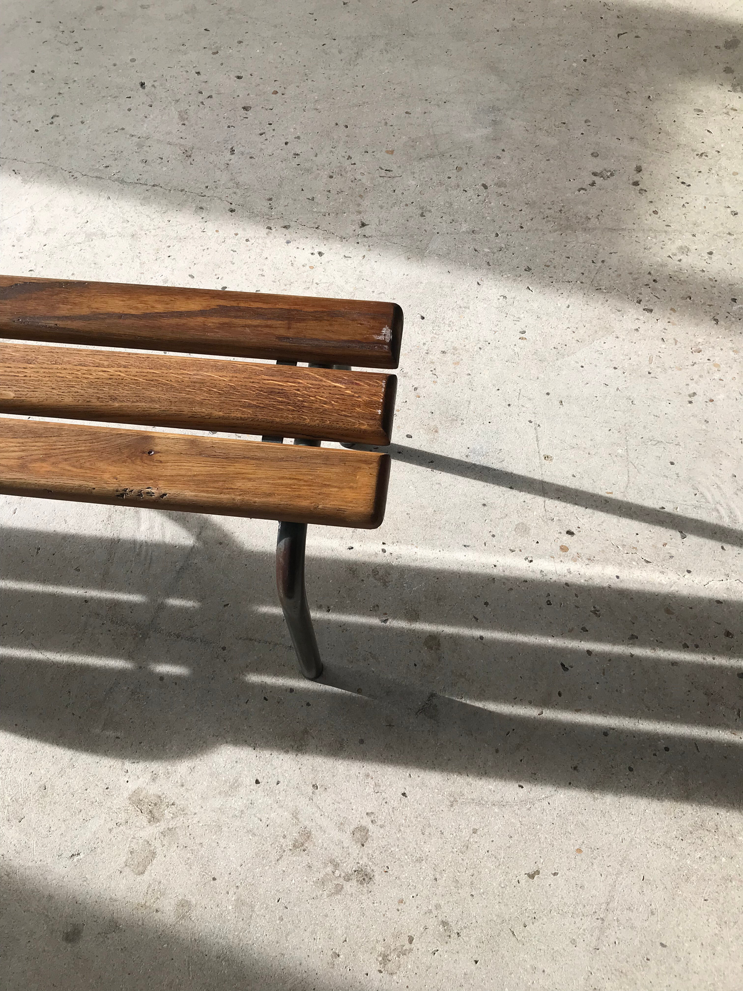 Vintage school bench base gray green