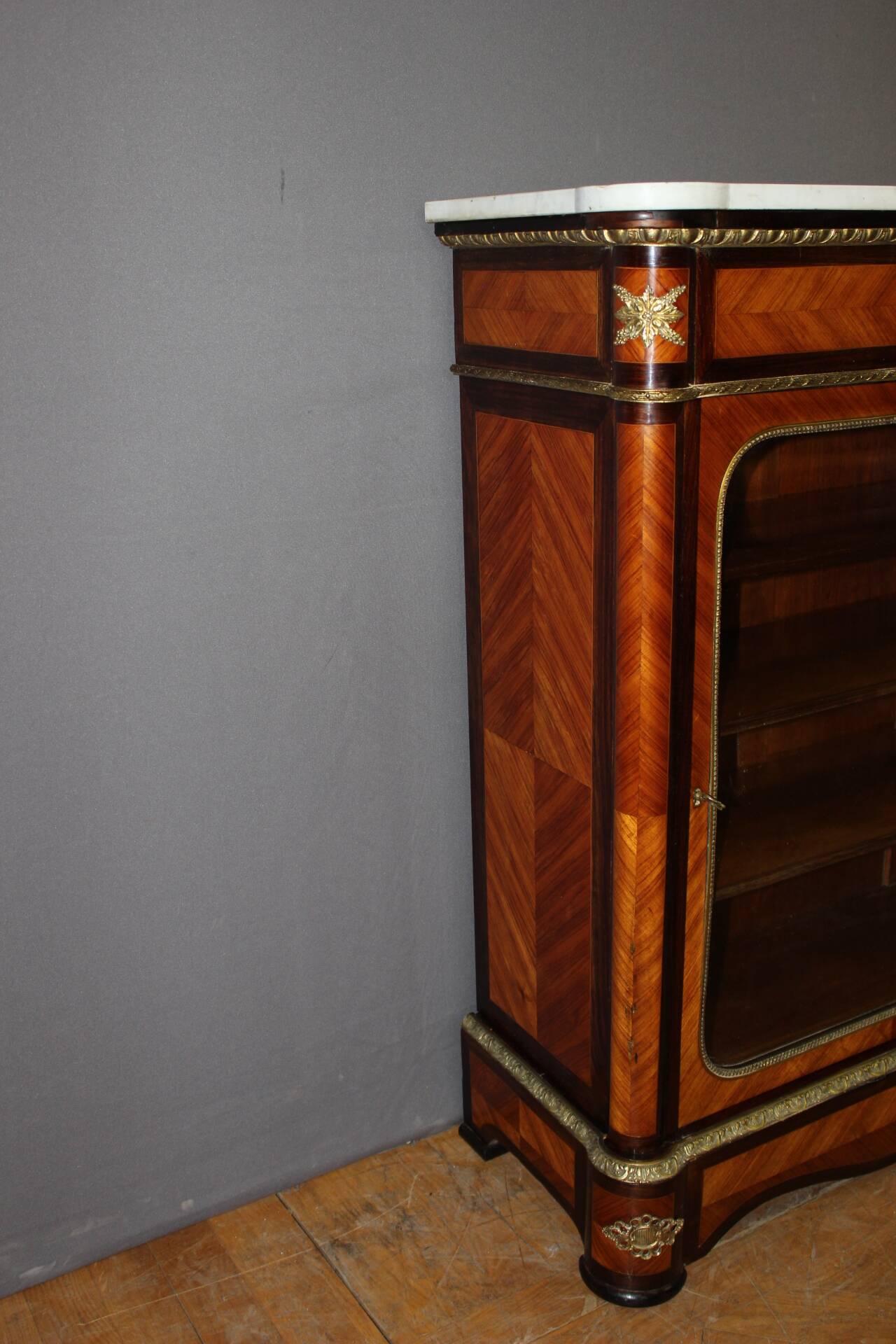 Napoleon III display cabinet in marquetry circa 1880