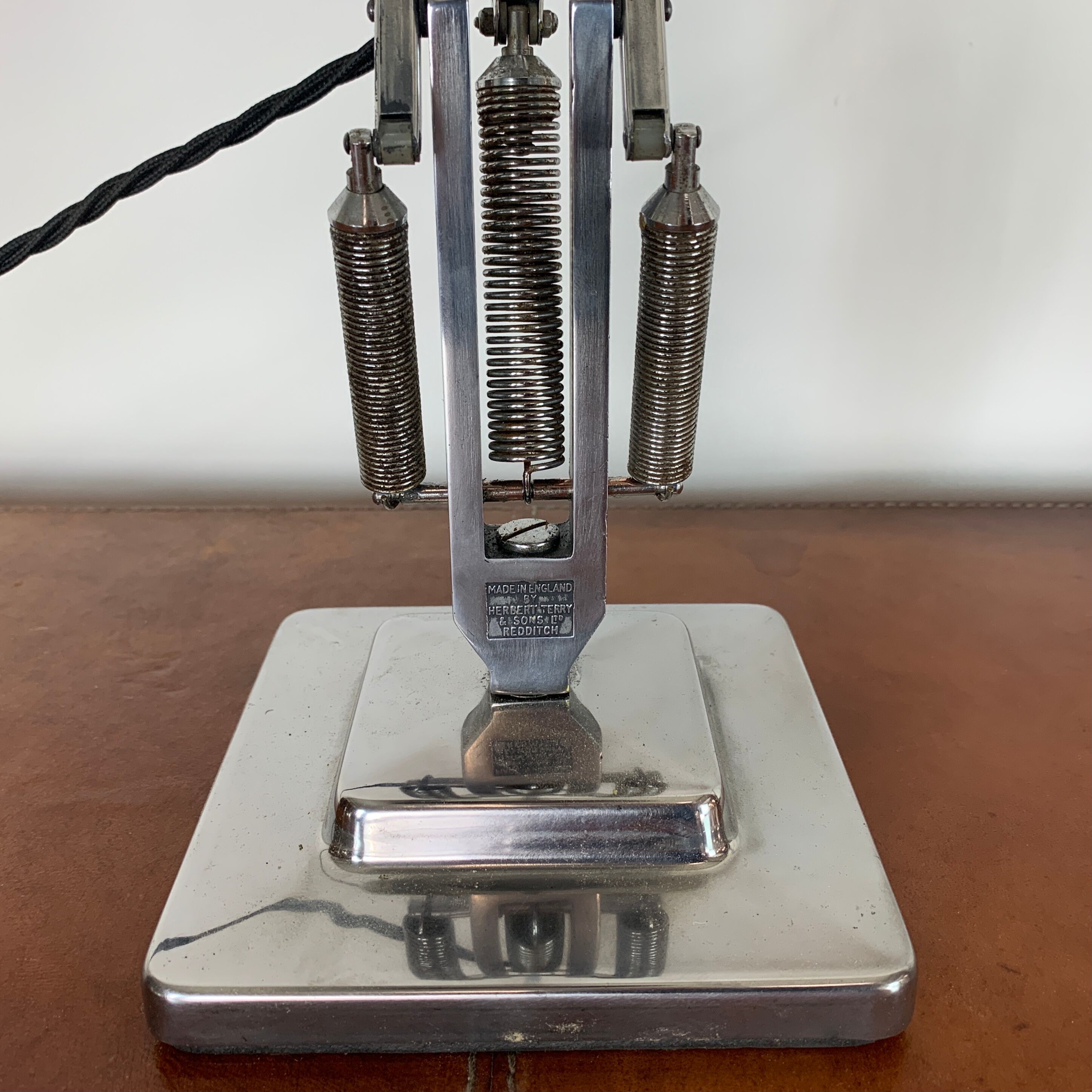 Pair of vintage stripped and polished Herbert Terry anglepoise lamps