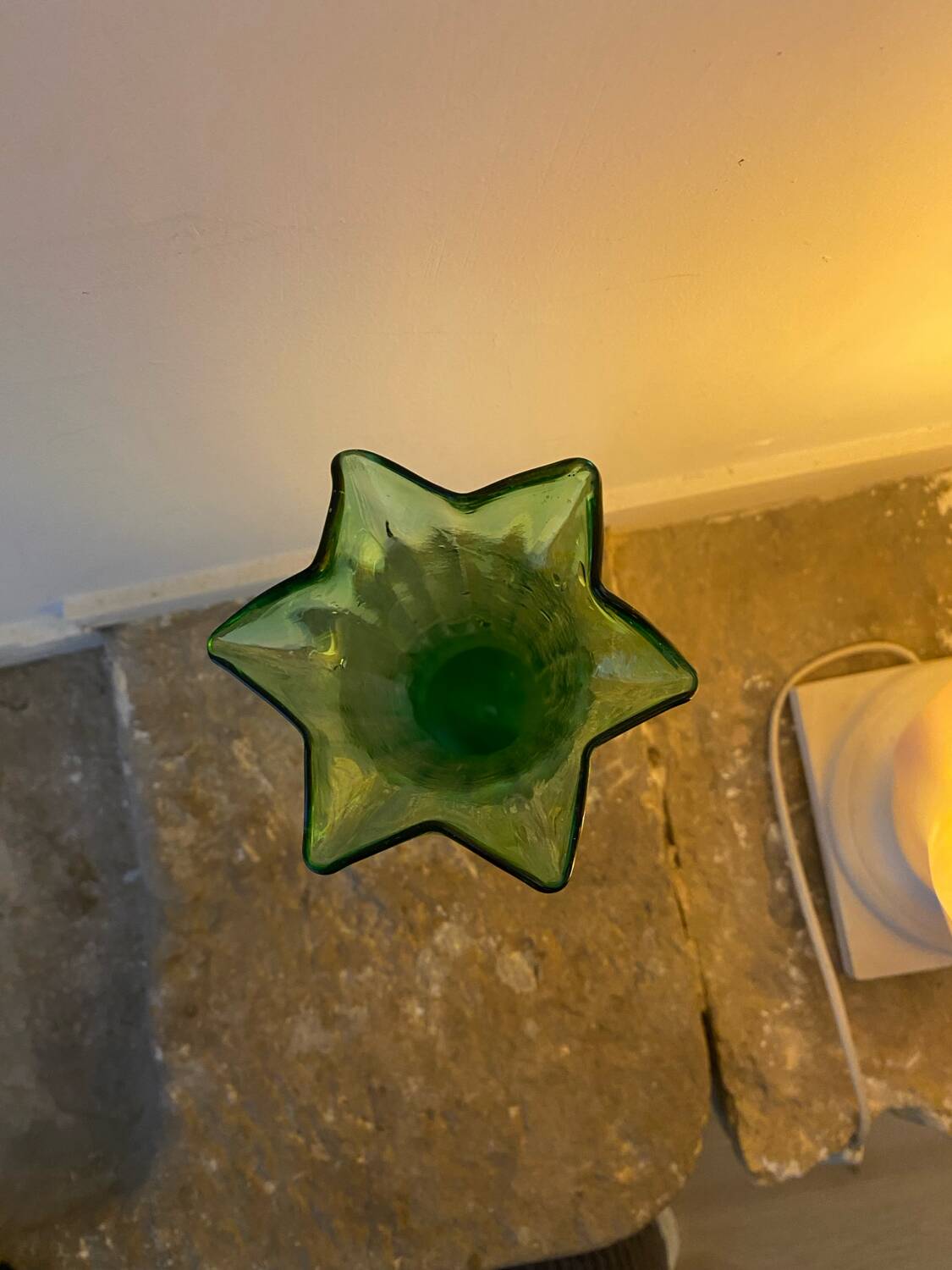 Vintage green tulip vase