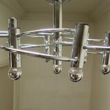 Sciolari chrome metal ceiling light with 8 light sources.