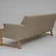 1970s, 3-seater Danish sofa, original beige furniture wool, solid oak wood.