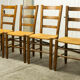 Lot de 4 chaises bois et paille 1950 chêne massif et assise paillée