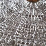 Large vintage Lucien Gau crystal and brass ceiling light