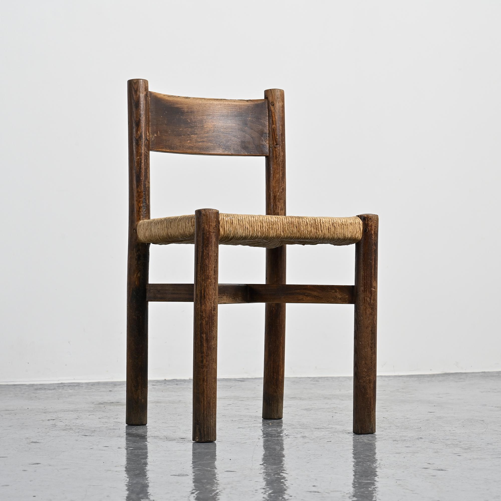 Pair of Méribel chairs by Charlotte Perriand, vintage edition BCB, circa 1950.