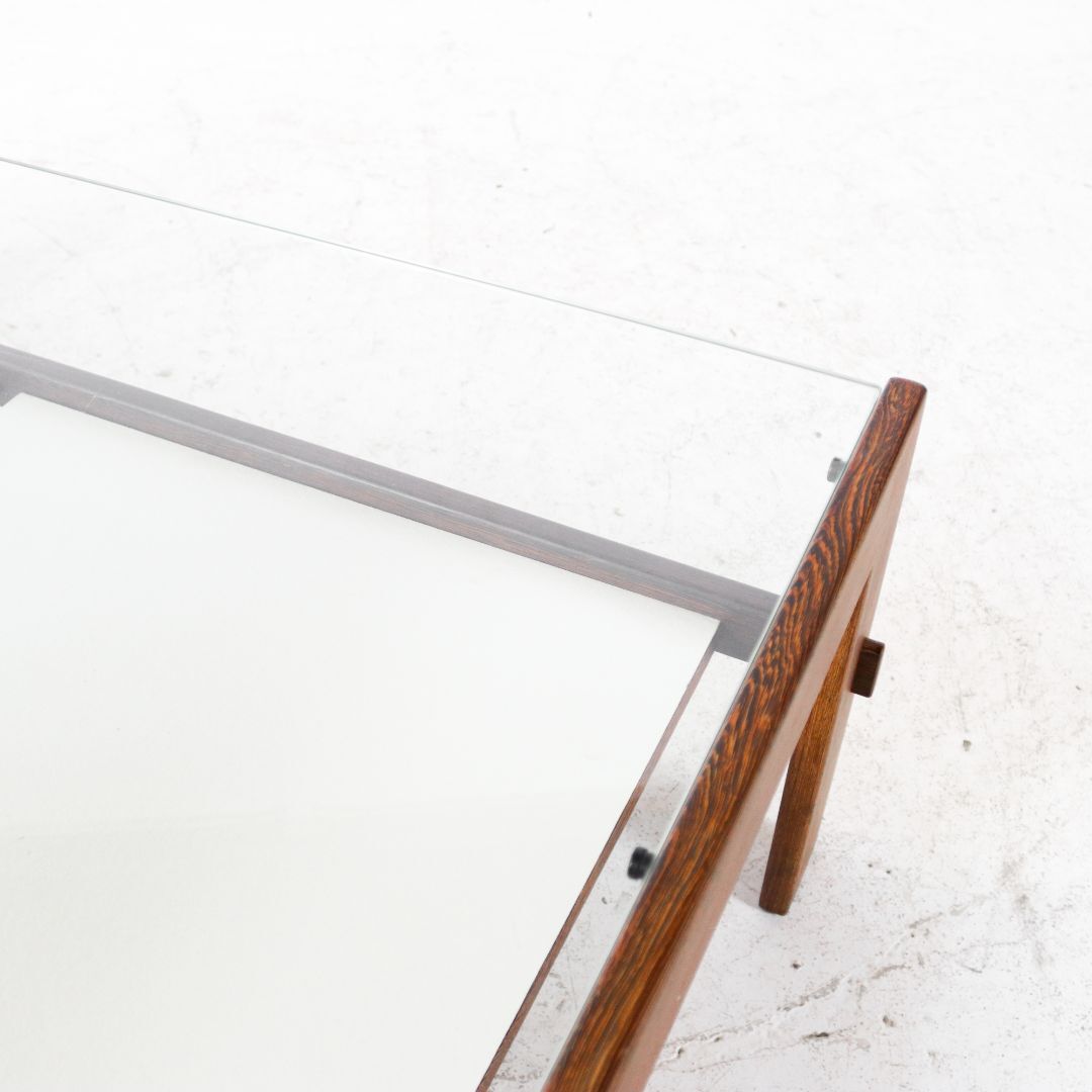 Table basse wengé & verre fumé