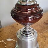 Lamp in chrome and brushed aluminum and porcelain year 70