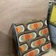 1970 orange pattern / chaise longue / vintage camp bed in metal and fabric