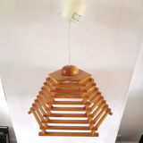 Wood pendant lamp design C.F.L. 70s