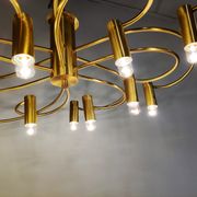 Vintage brass flush mount chandelier, 1970s