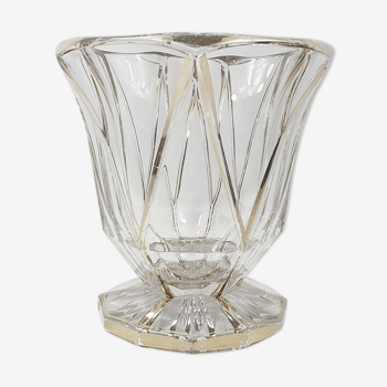 Vase style Art Deco en cristal doré à l'or fin vintage