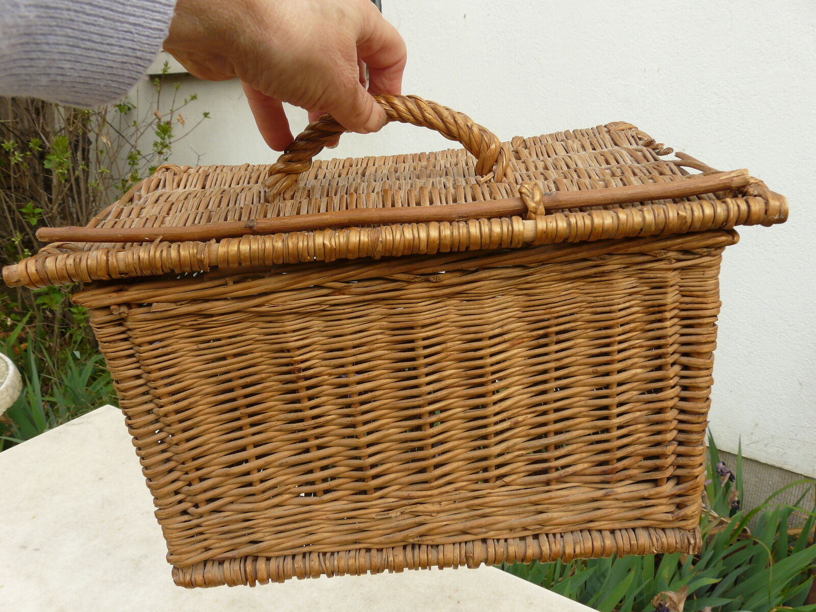 old vintage wicker basket for rabbit poultry