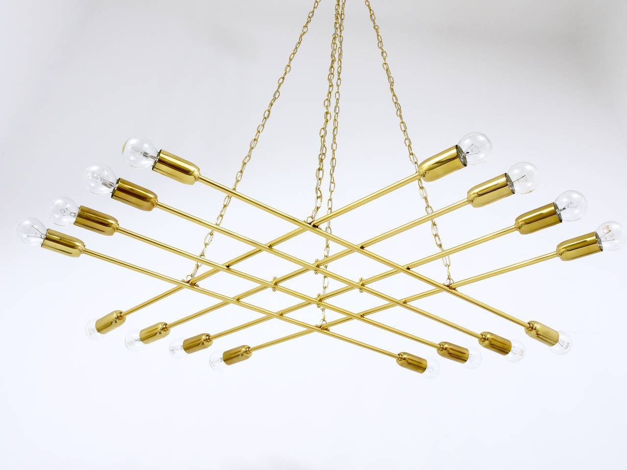 Grand lustre en laiton du milieu du siècle de Rupert Nikoll, Autriche, années 1950