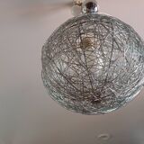 Vintage Twisted Silver Metal Pendant Light