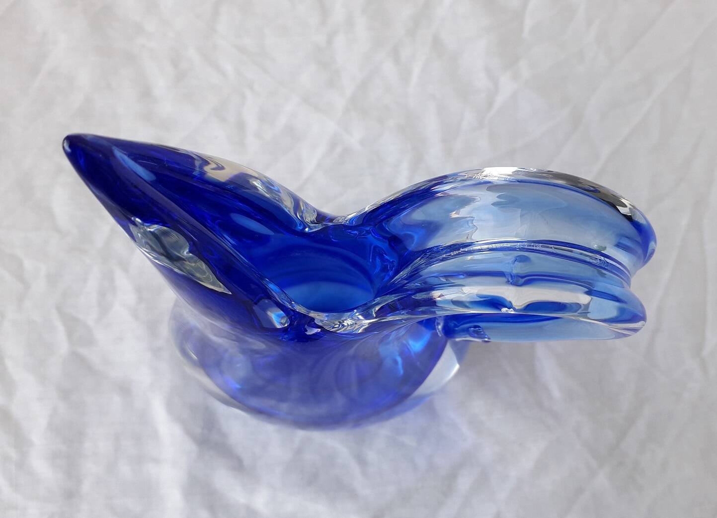 Vase pichet verre bleu Murano Flavio Poli Seguso