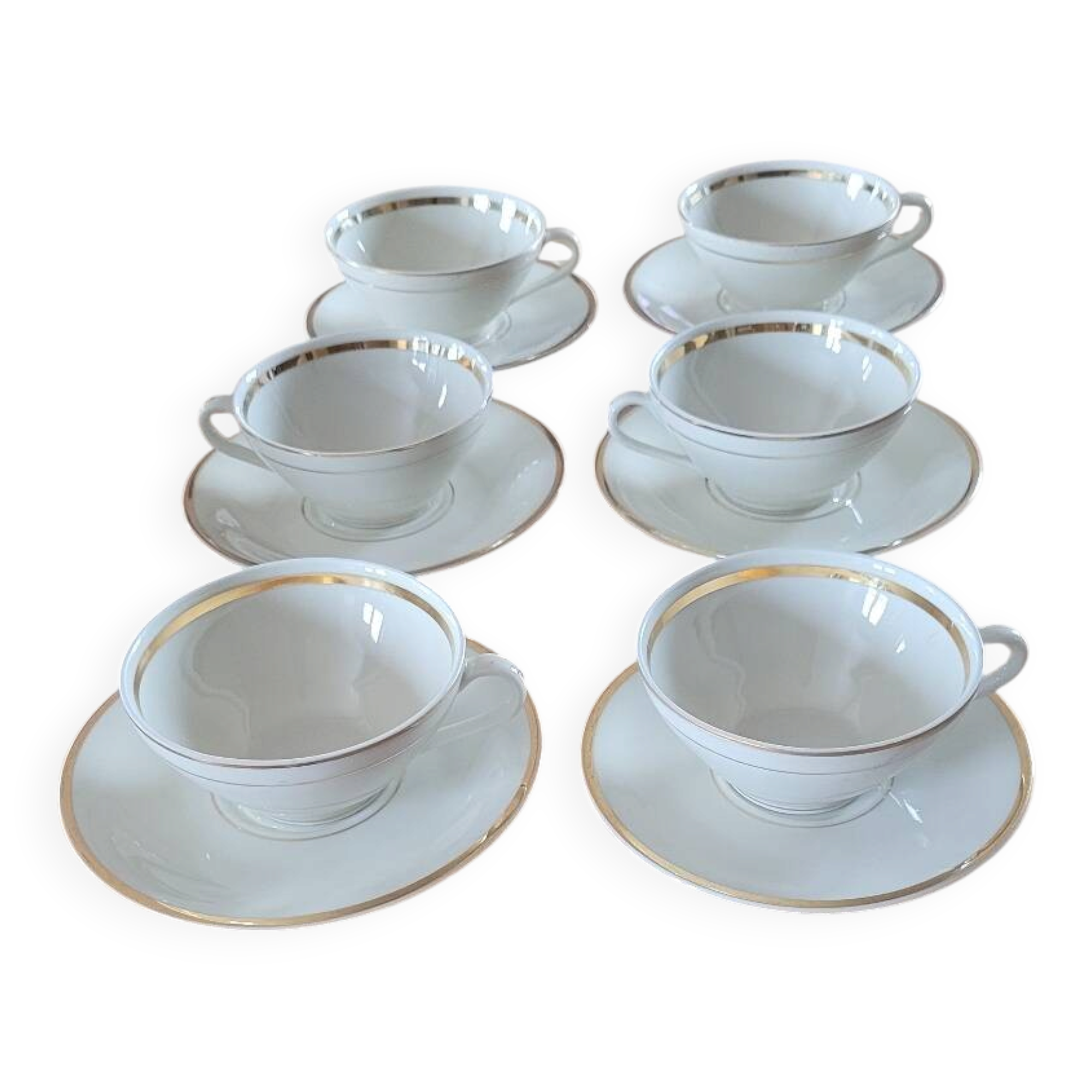 6 vintage Baudour Cerabel cups and saucers