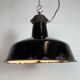 Industrial Black Enamel Factory Lamp with Cast Iron Top, 1950s