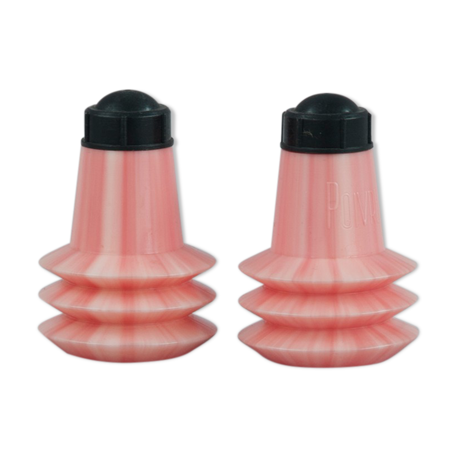 Pink salt and pepper shakers from the 1950s