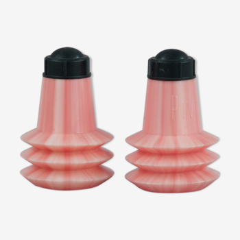 Pink salt and pepper shakers from the 1950s