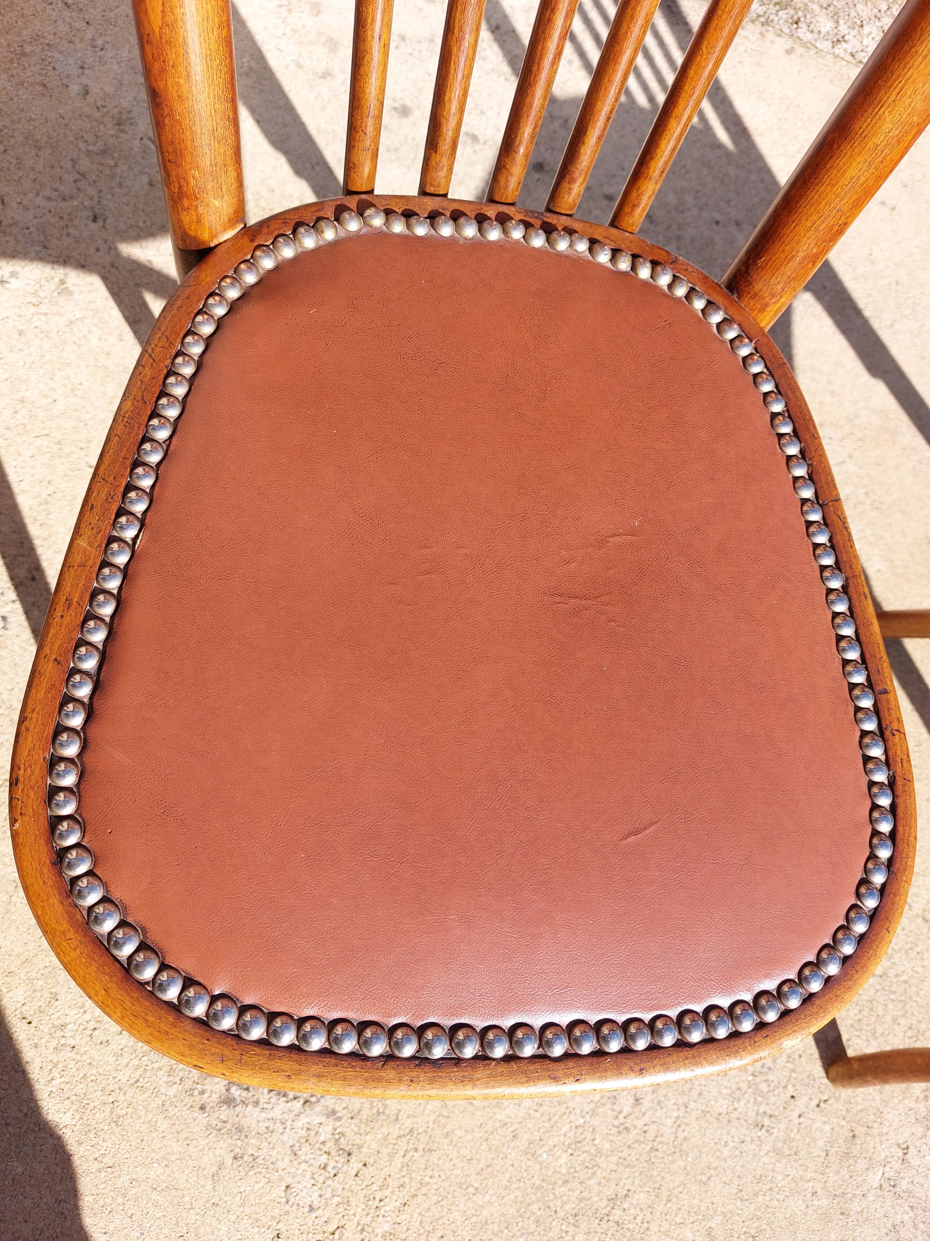 6 chaises Baumann en bois et simili cuir