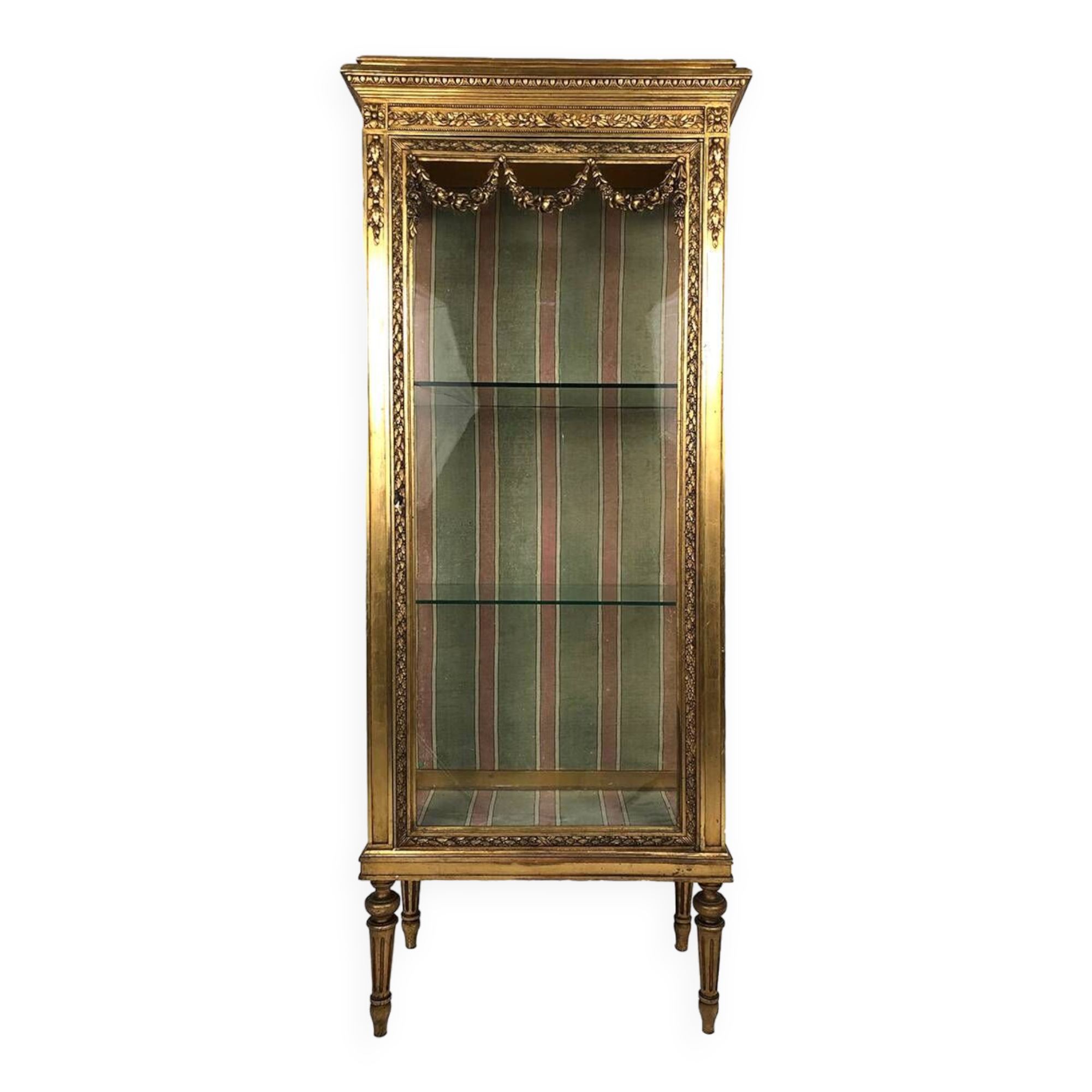Louis XVI style showcase in wood and gilded stucco, circa 1900