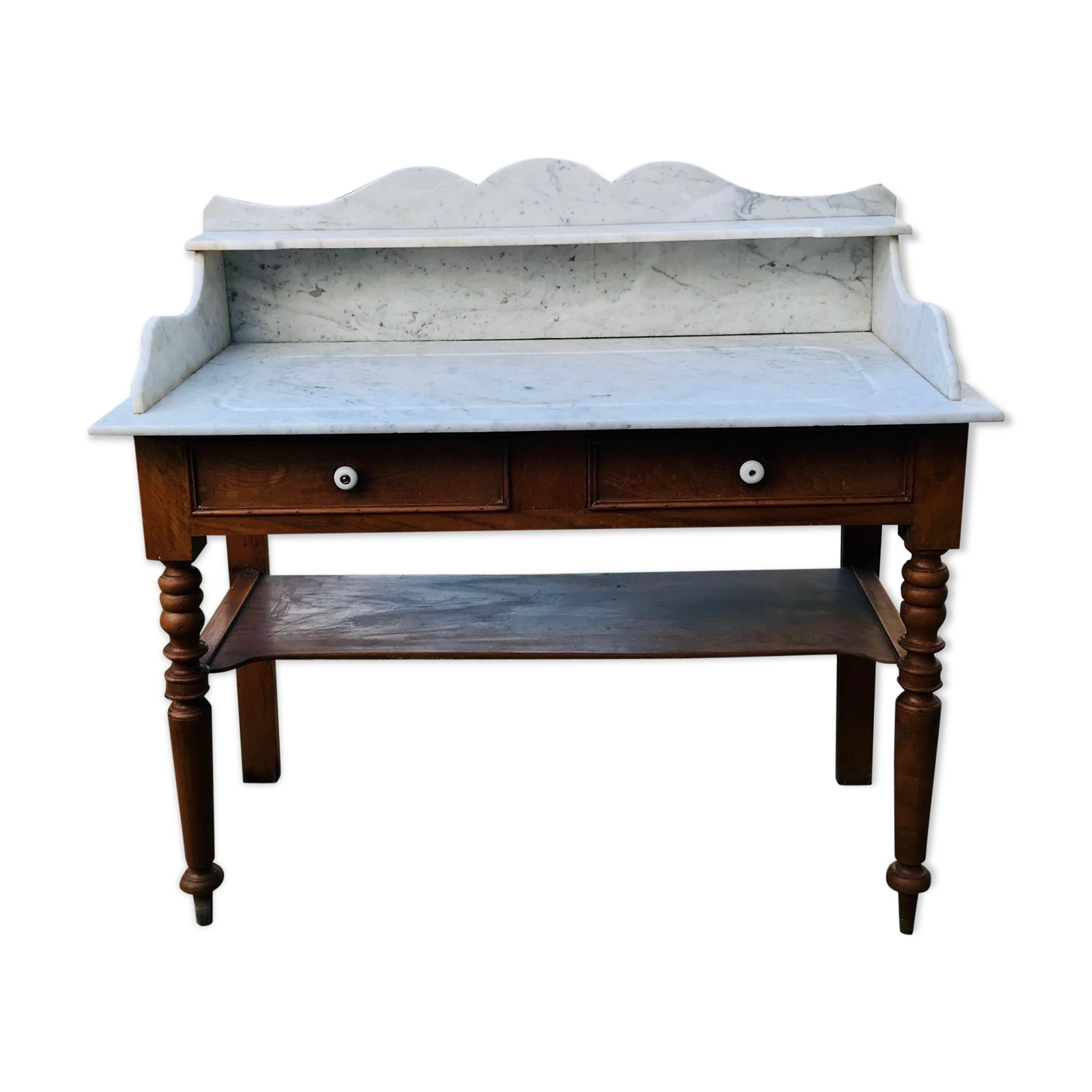 Wooden and white marble hairdresser