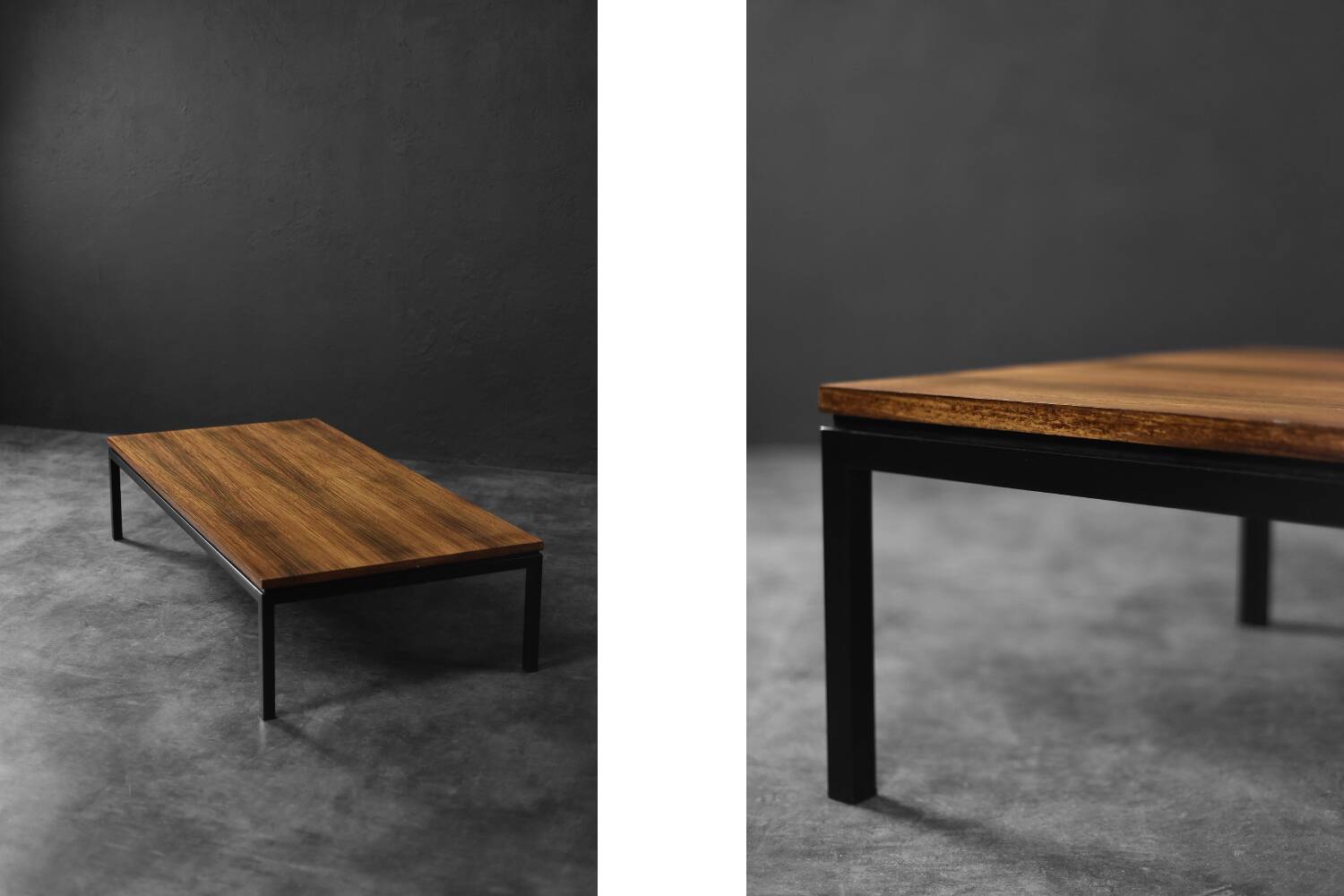 Vintage Mid-Century Danish Modern Brown Teak Low Coffee Table, 1960s