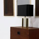 Large Belgian Table Lamp in mirror glass and Brass 1970s