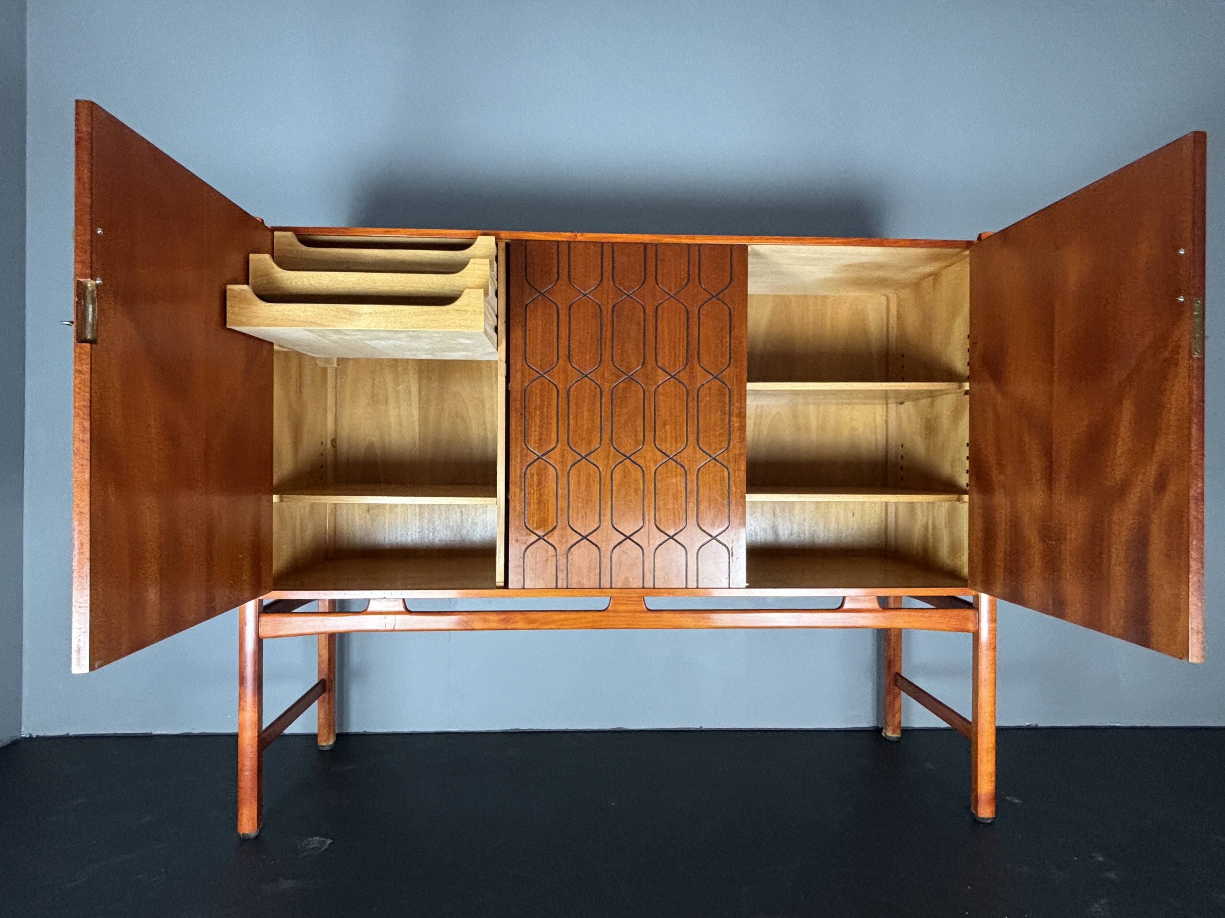 Midcentury Swedish Scandinavian sideboard cabinet by David Rosen model Napo