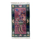 Chinese Art Deco handmade antique carpet 64cm x 128cm 1920s