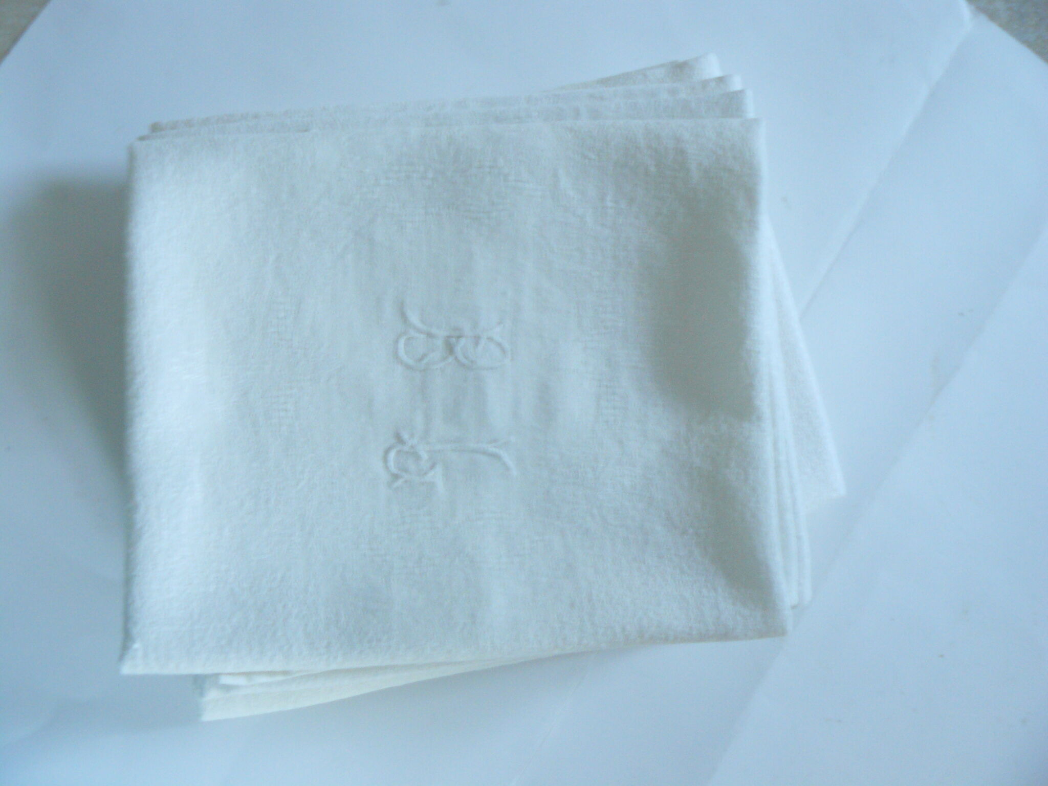 Lot de 6 serviettes de table coton damassé , monogramme B  L