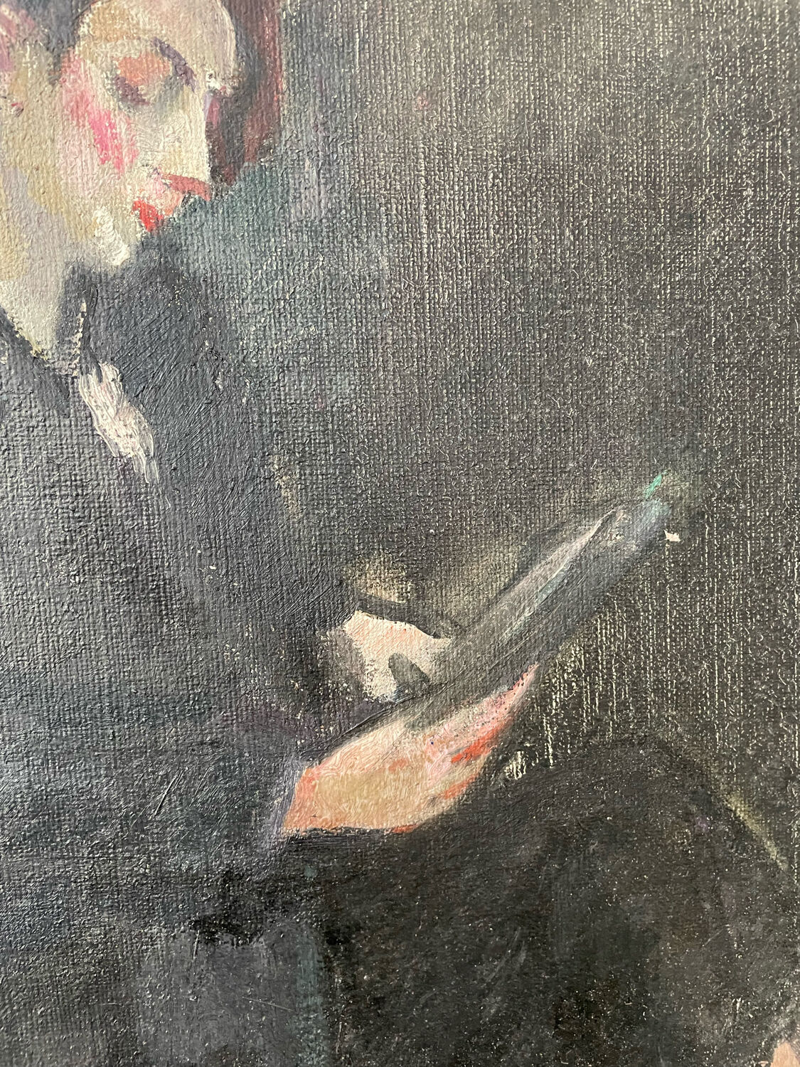 Old painting, portrait of a seated woman