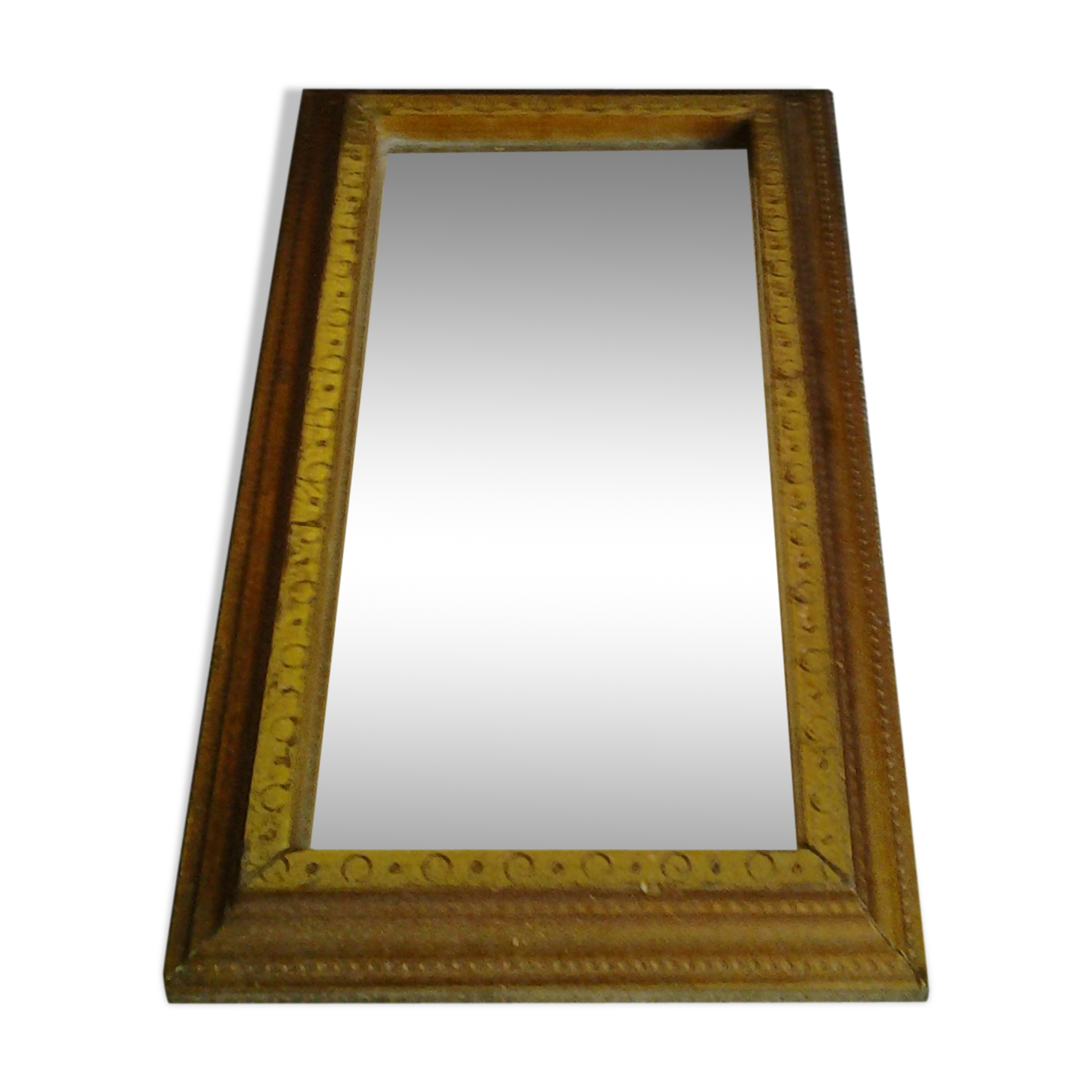 Vintage mirror in brass and wood 15x25cm