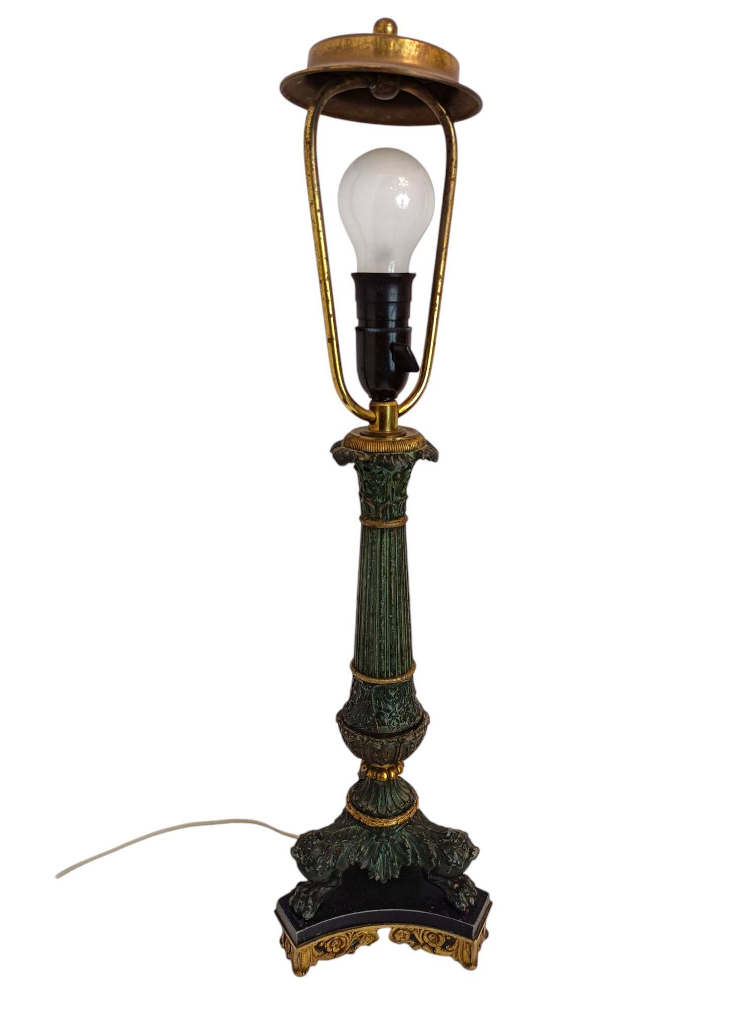 Lampe table française Second Empire, régule et laiton, XIXe