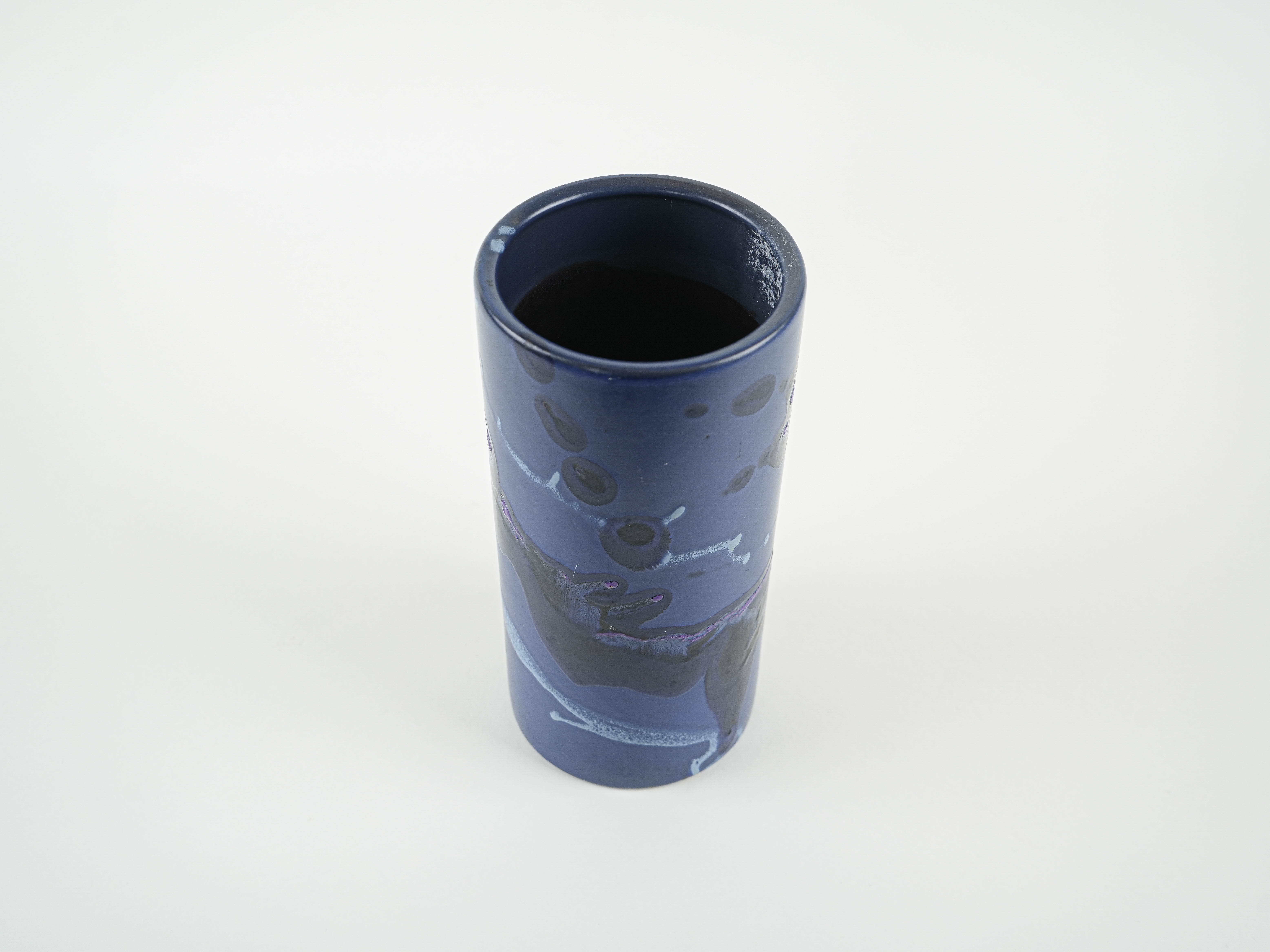 Cylindrical vase, Danish design, 1970s, manufactured by Knabstrup