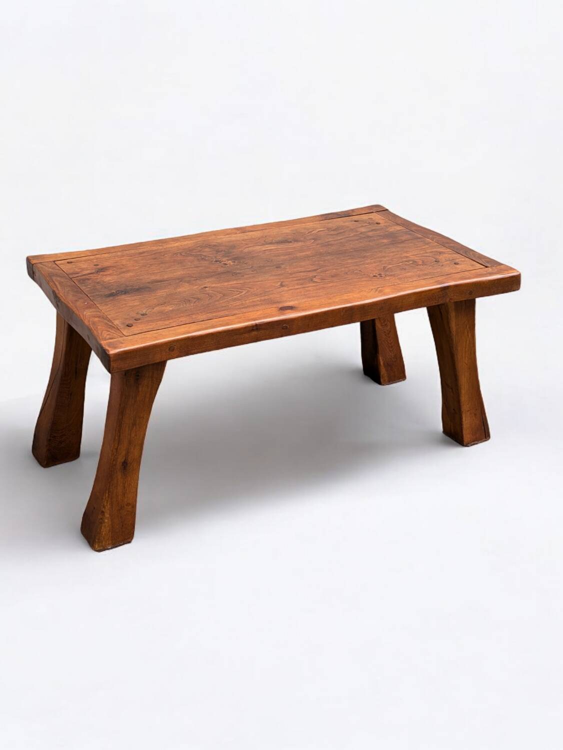 Brutalist solid wood coffee table, vintage