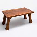 Brutalist solid wood coffee table, vintage