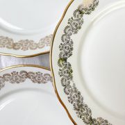 6 flat plates golden white porcelain chauvigny limoges