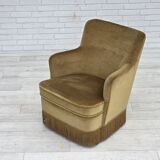 1970s, Danish lounge chair, light green furniture velour, beech wood.