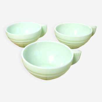 Trio de tasses vintages opaline menthe