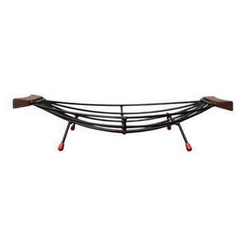 Mid-Century String Fruit Bowl with Teak Handle, 1960s