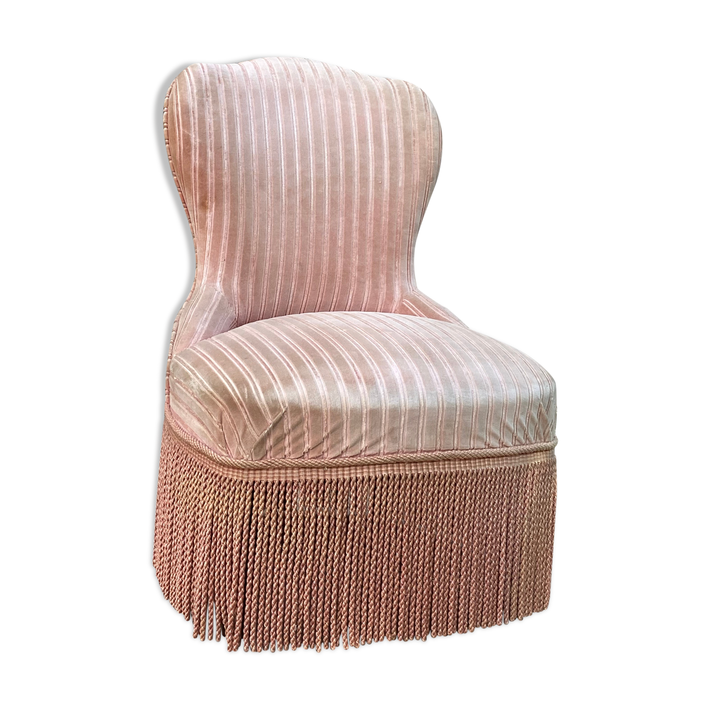 Fauteuil crapaud rose pâle