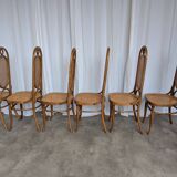 Set of 6 Vintage Bentwood Cane Dining Chair, Thonet Style, 1970s Yugoslavia