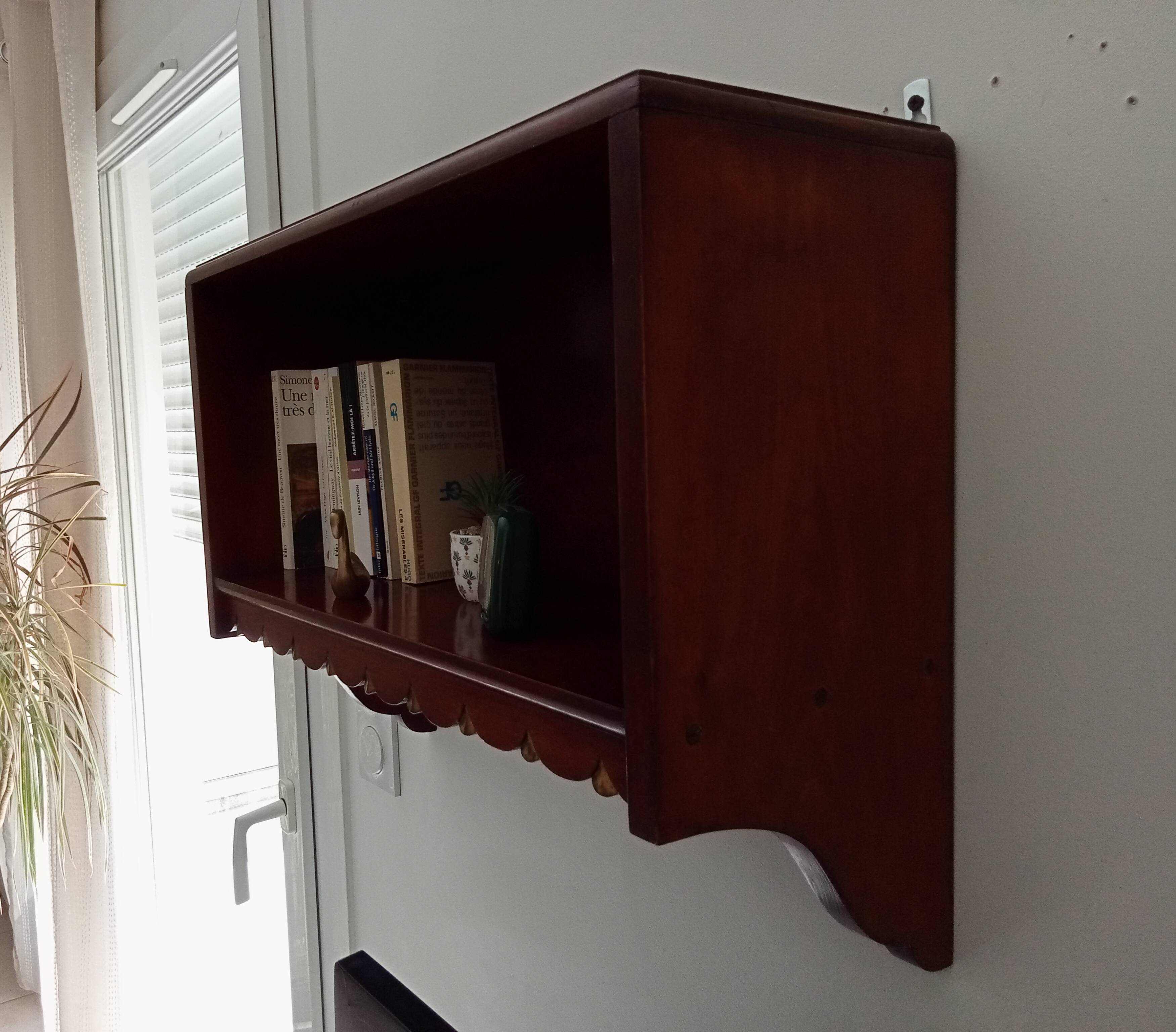 Vintage solid oak wall shelf
